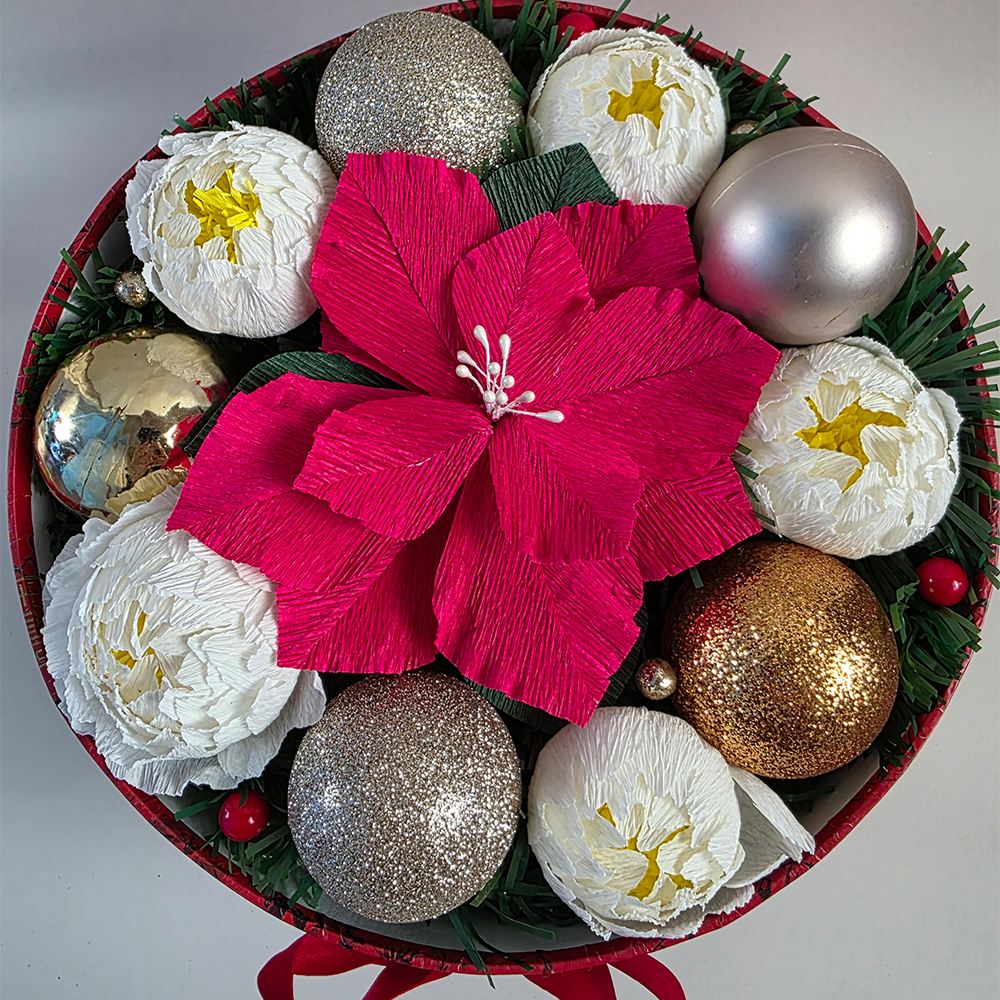 Large Christmas Hat Box Arrangement