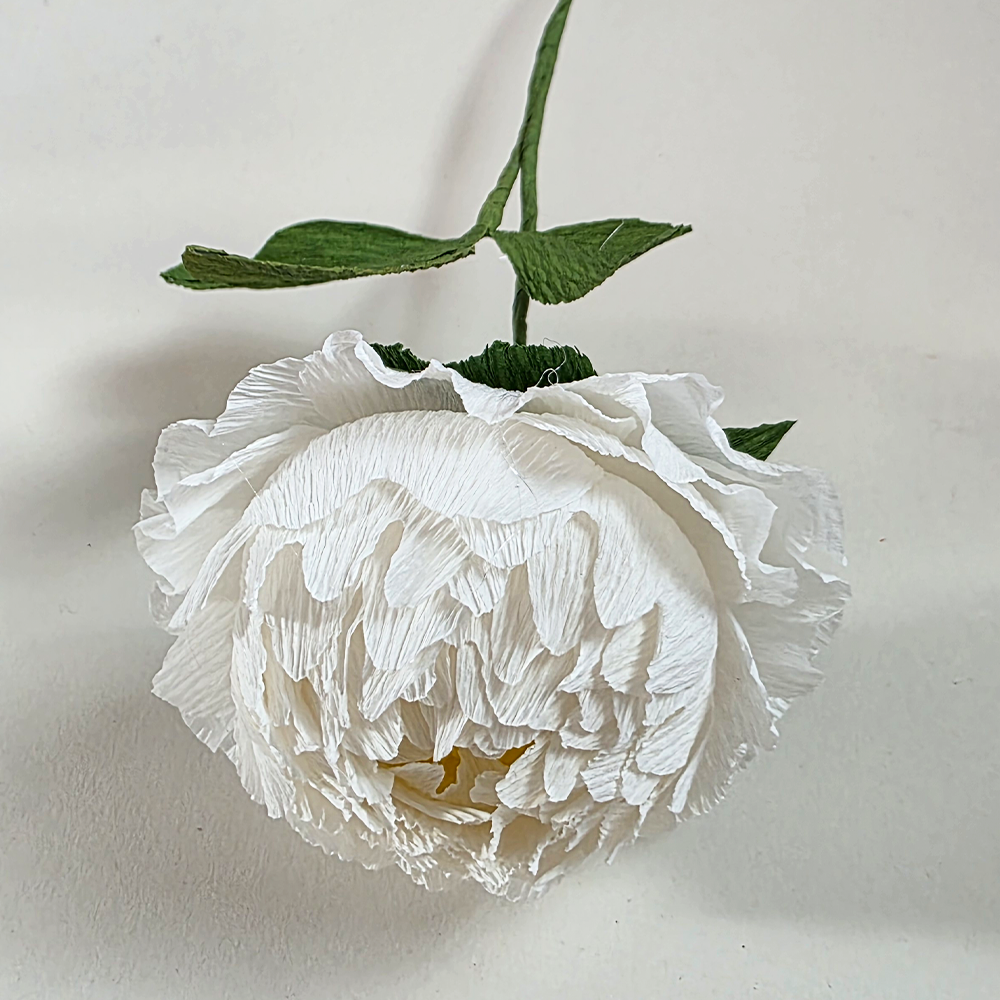 Handcrafted White Peony – Italian Crepe Paper Flower (Made to Order)