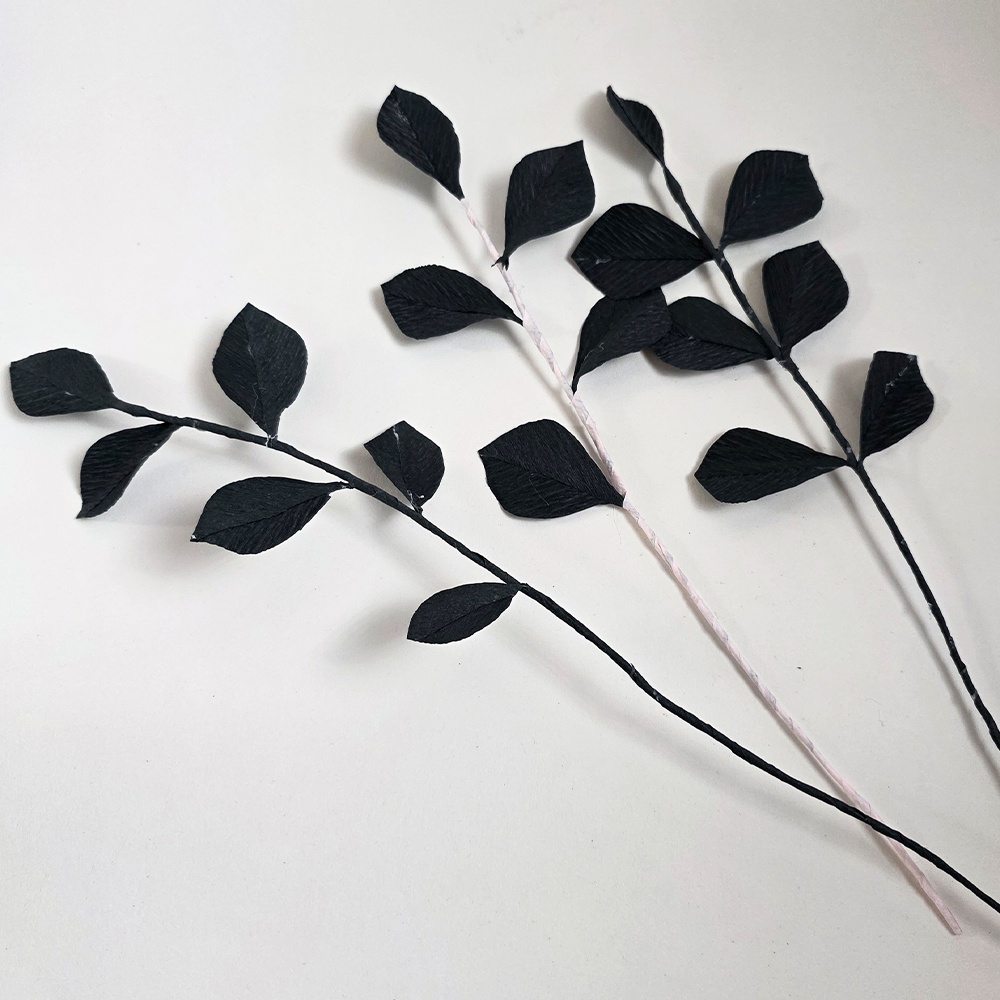 Black Crepe Paper Leaves