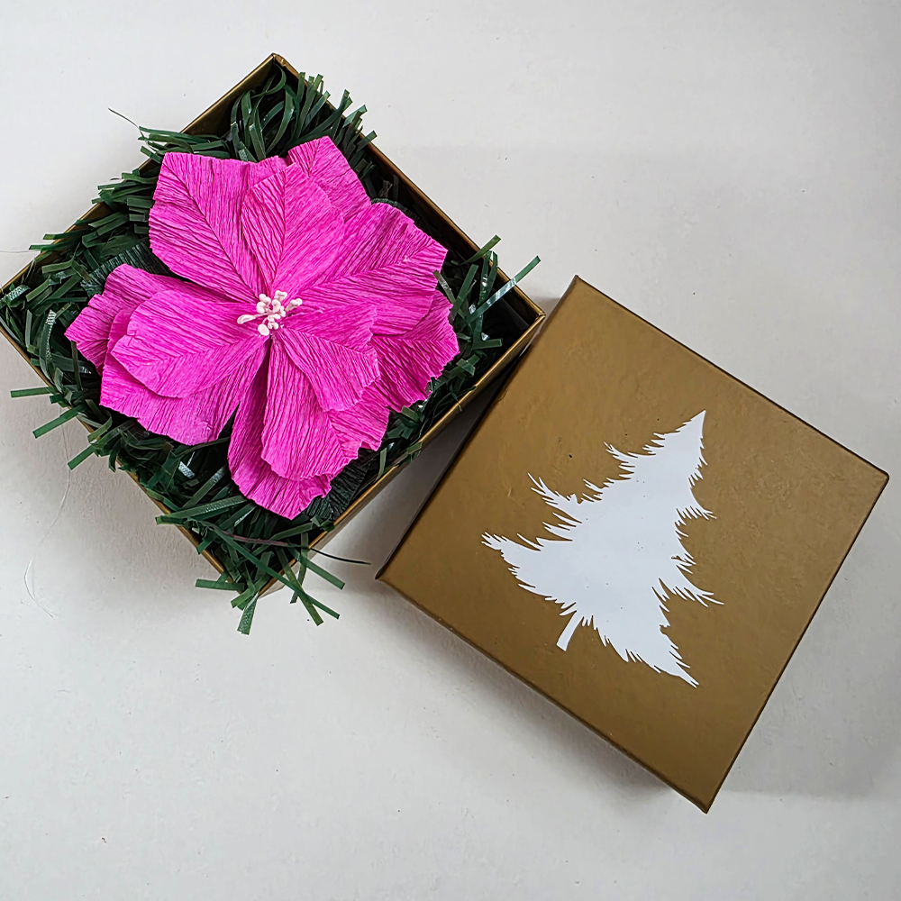 Pink Christmas Poinsettia – Mini Gift Box Arrangement