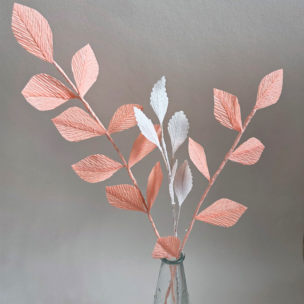 Peach &amp; White Paper Botanical Stems
