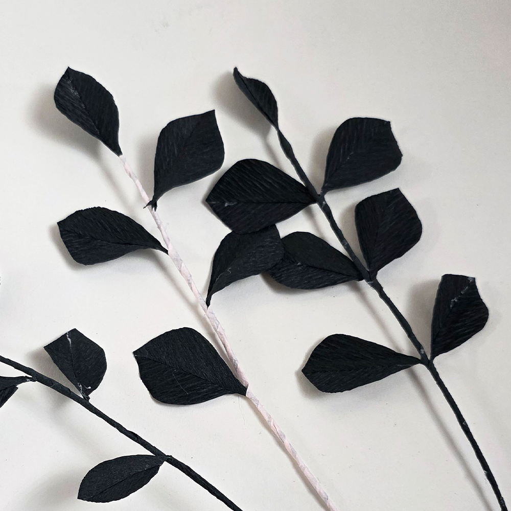 Black Crepe Paper Leaves