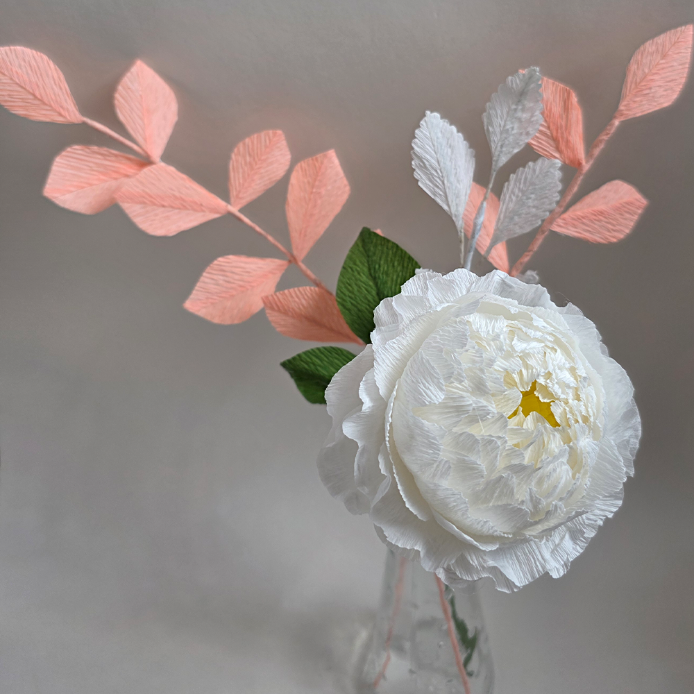 Peach &amp; White Paper Botanical Stems