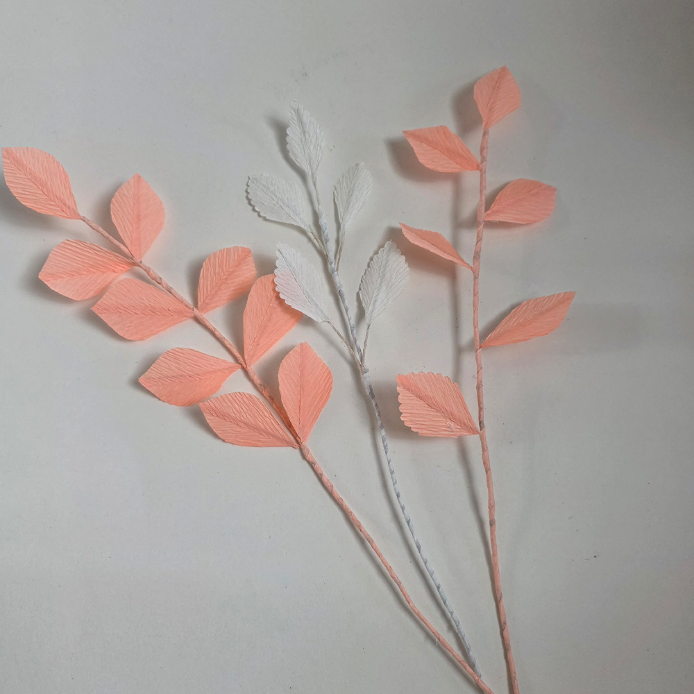 Peach &amp; White Paper Botanical Stems