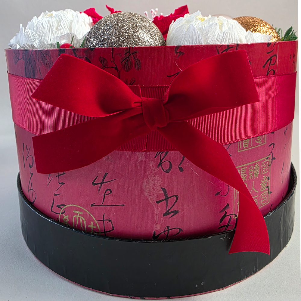 Large Christmas Hat Box Arrangement