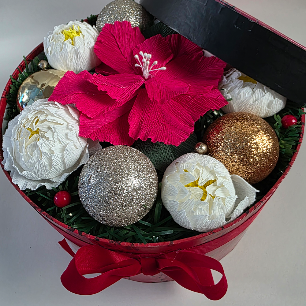 Large Christmas Hat Box Arrangement