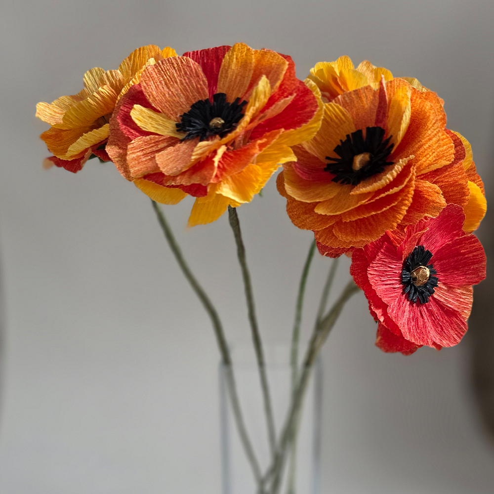 Handmade Crepe Paper Ranunculus – Custom Colours (Made to Order)