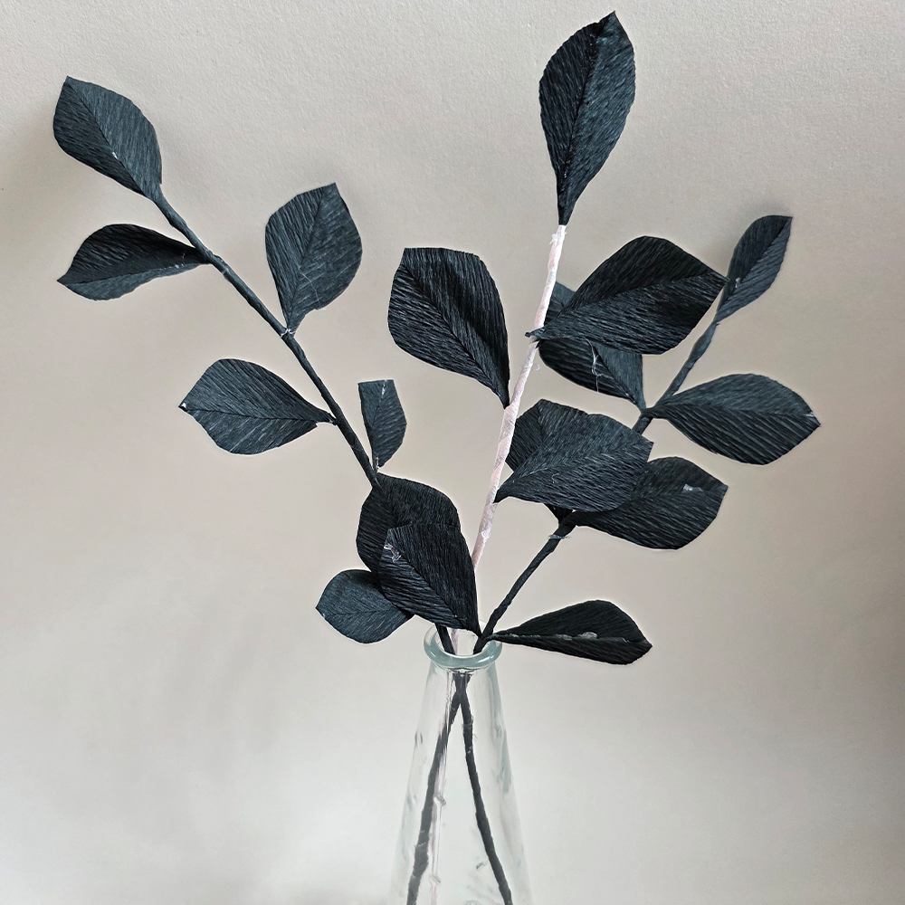 Black Crepe Paper Leaves
