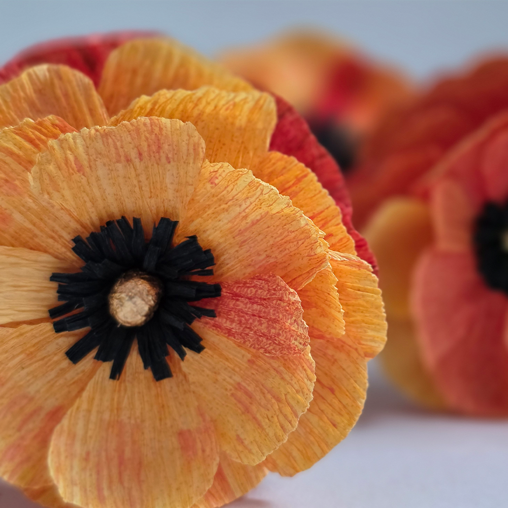 Handmade Crepe Paper Ranunculus – Custom Colours (Made to Order)