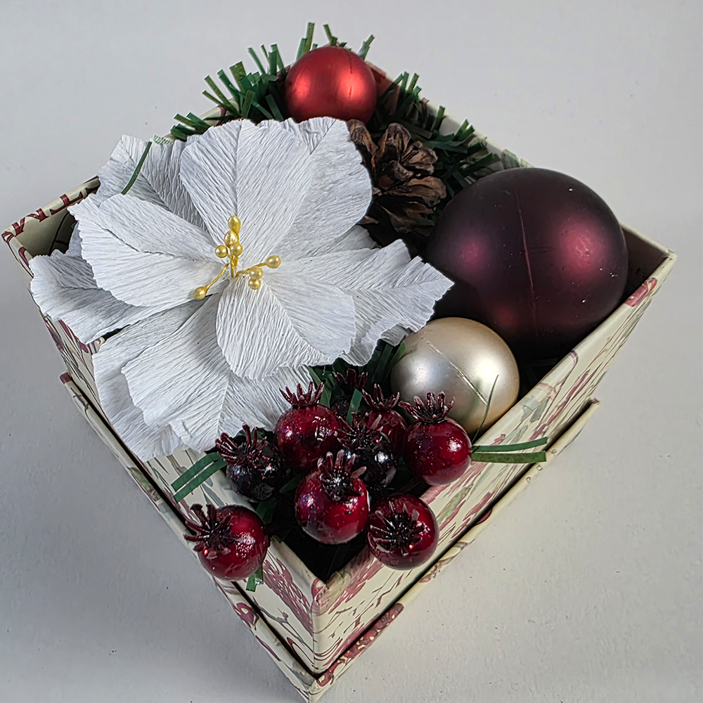 White Poinsettia Christmas Box