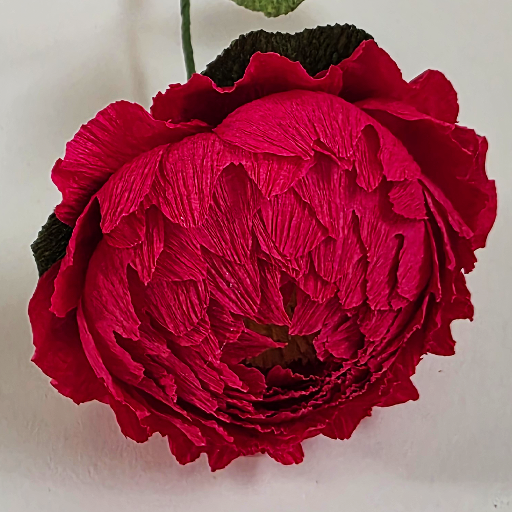 Handcrafted Red Peony – Italian Crepe Paper Flower (Made to Order)