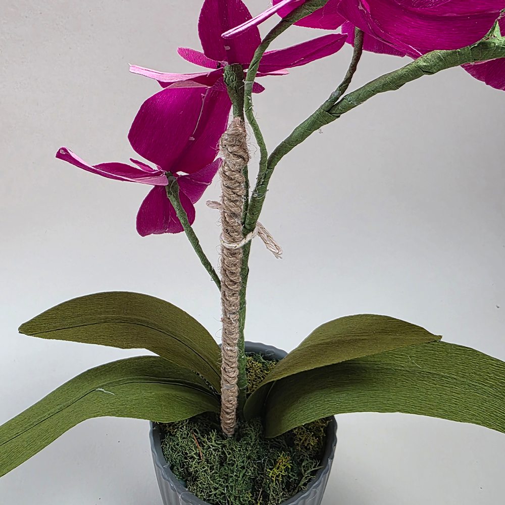 Pink Orchid in Ceramic Pot – Handmade Doublette Paper Flower