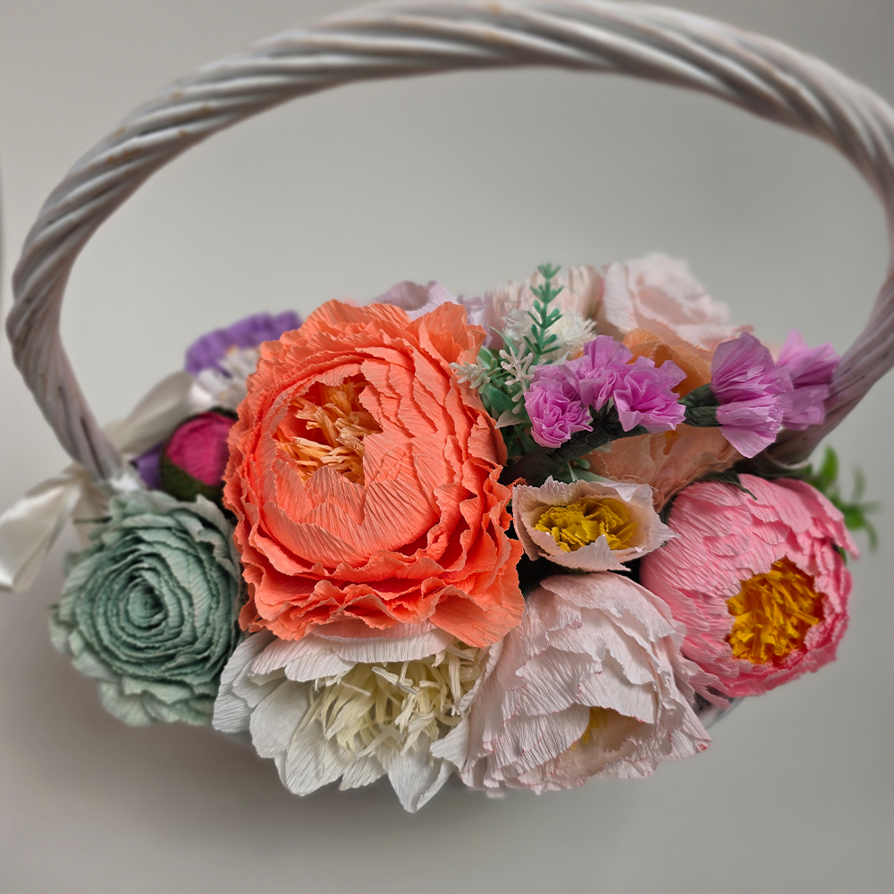 Luxury Bloom Basket – Handmade Paper Flower Arrangement
