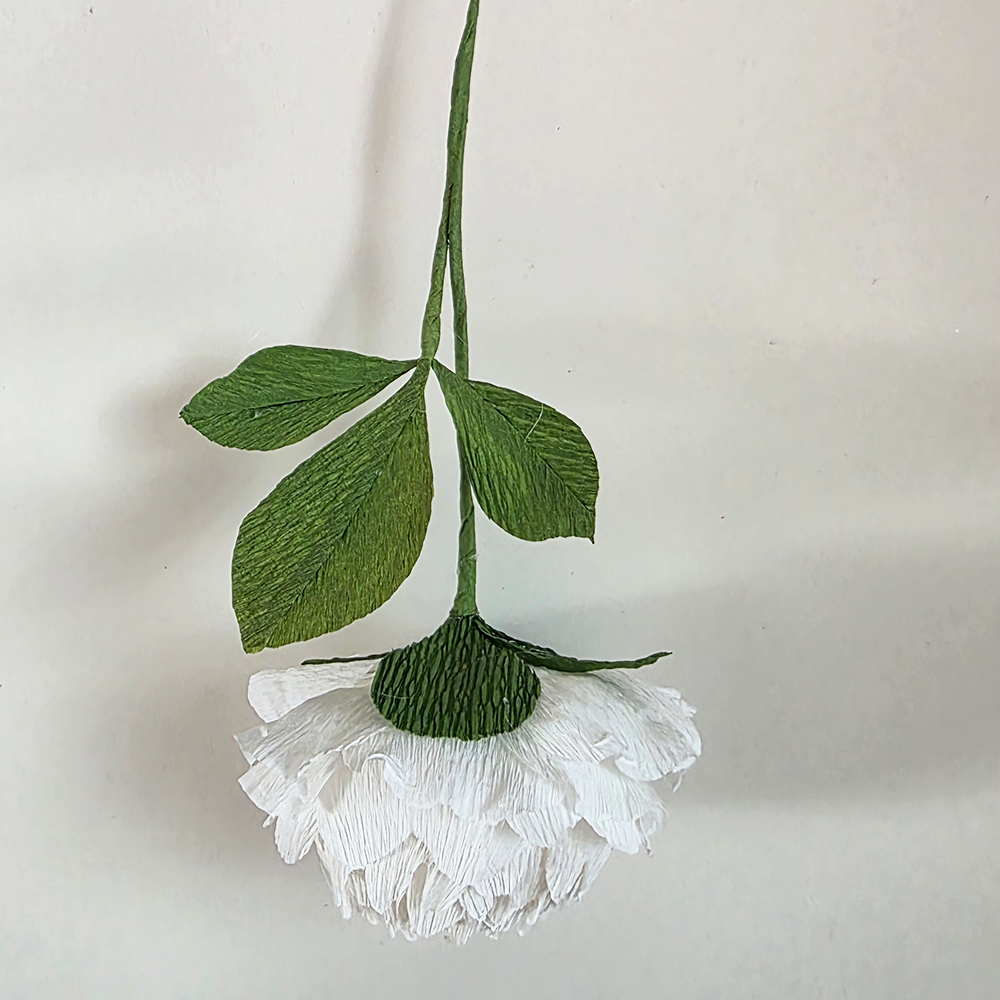 Handcrafted White Peony – Italian Crepe Paper Flower (Made to Order)