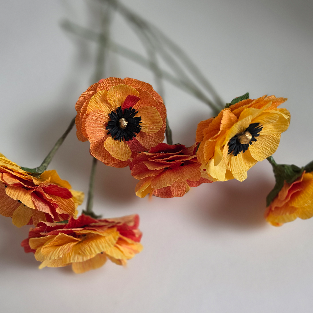 Handmade Crepe Paper Ranunculus – Custom Colours (Made to Order)