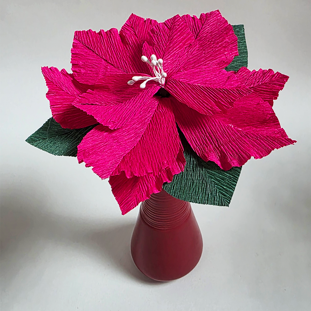 Handmade Crepe Paper Poinsettia – Christmas Ornament or Home Décor (Made to Order)