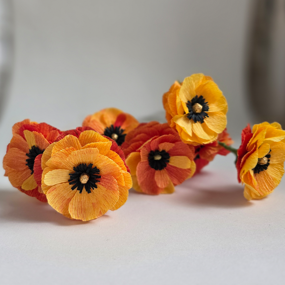 Handmade Crepe Paper Ranunculus – Custom Colours (Made to Order)