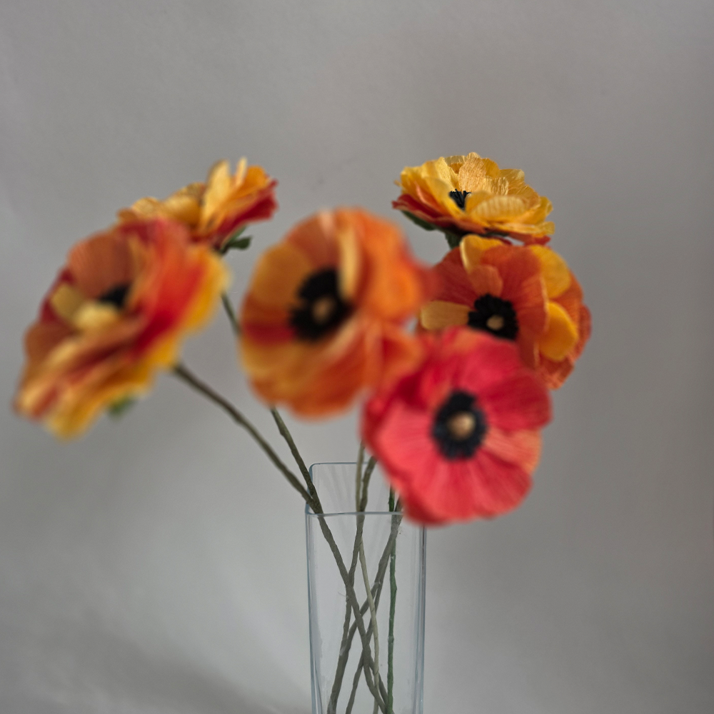 Handmade Crepe Paper Ranunculus – Custom Colours (Made to Order)