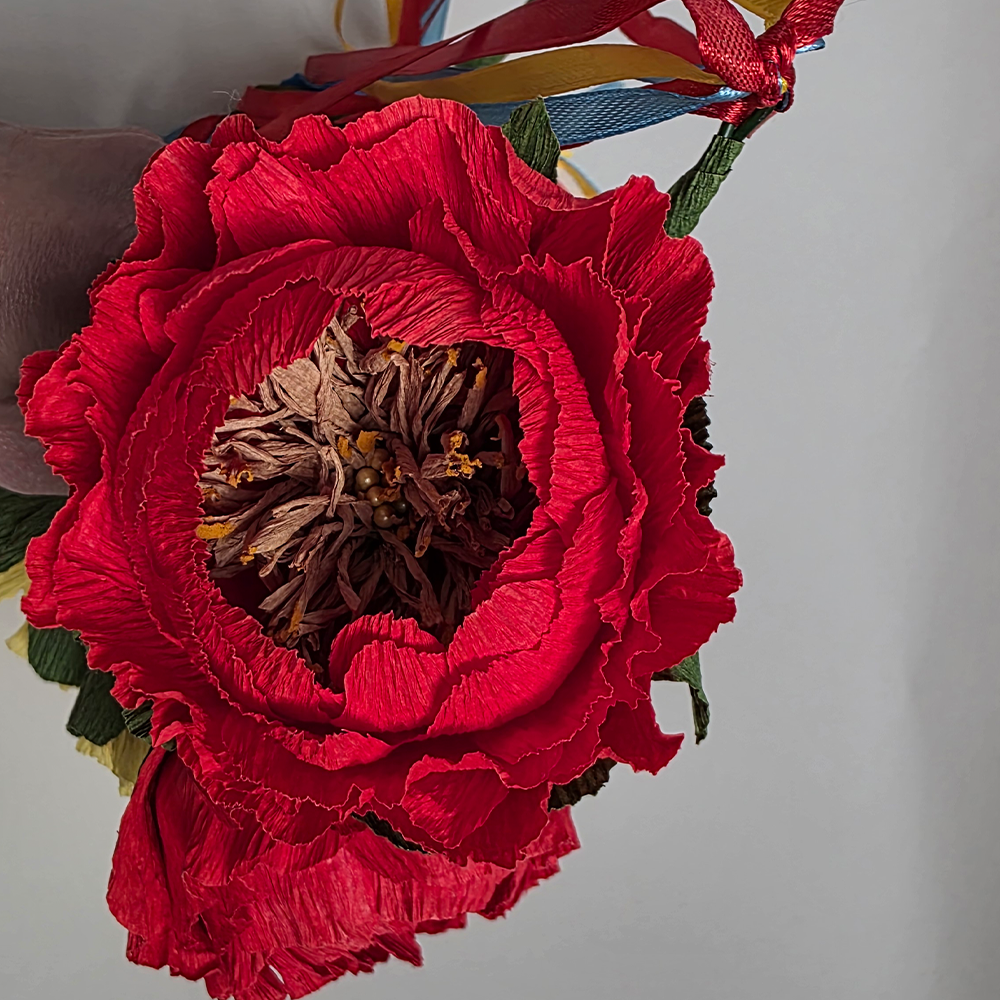 Floral Crown – Red, Yellow &amp; Blue Peonies