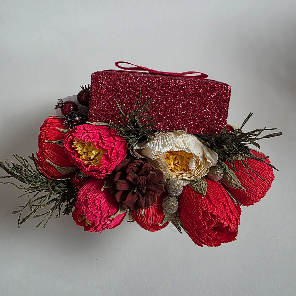 Christmas Gift Box Arrangement – Festive Forever Blooms