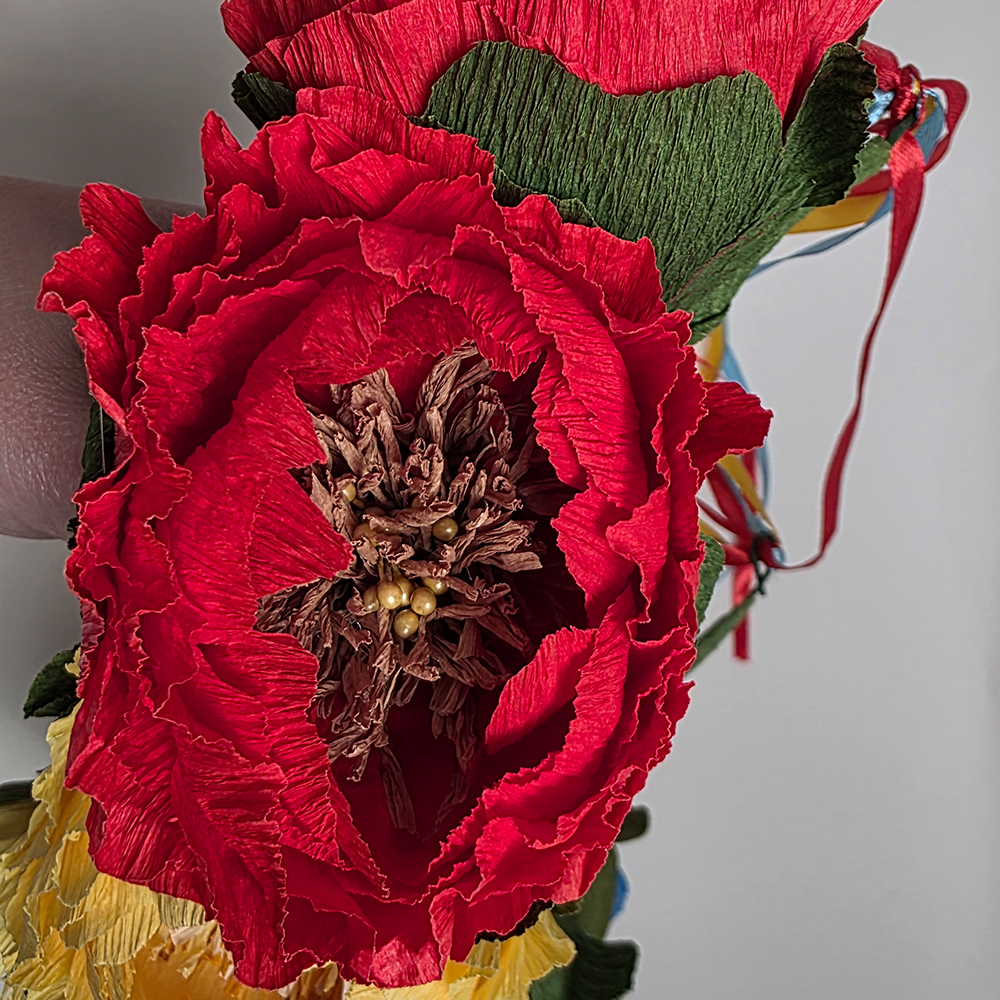 Floral Crown – Red, Yellow &amp; Blue Peonies
