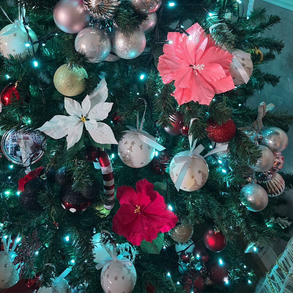 Handmade Crepe Paper Poinsettia – Christmas Ornament or Home Décor (Made to Order)