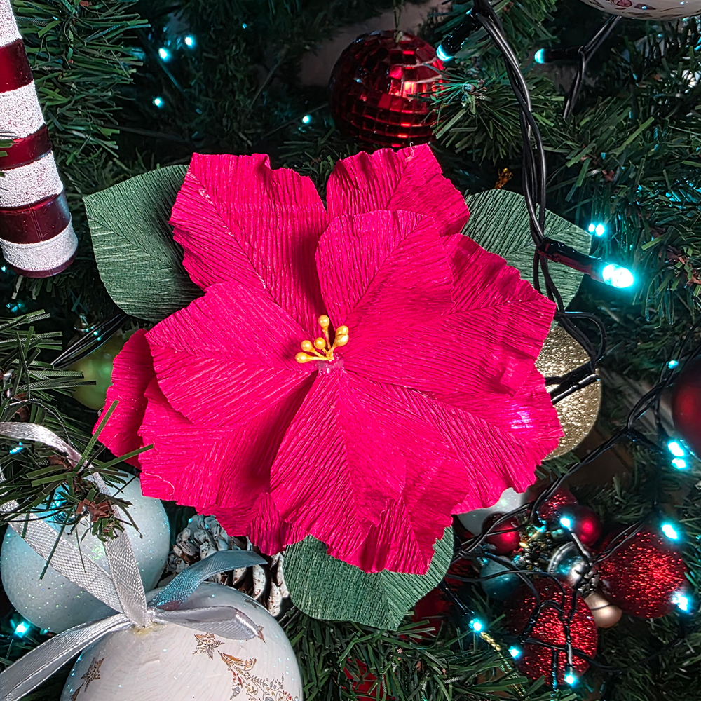 Handmade Crepe Paper Poinsettia – Christmas Ornament or Home Décor (Made to Order)