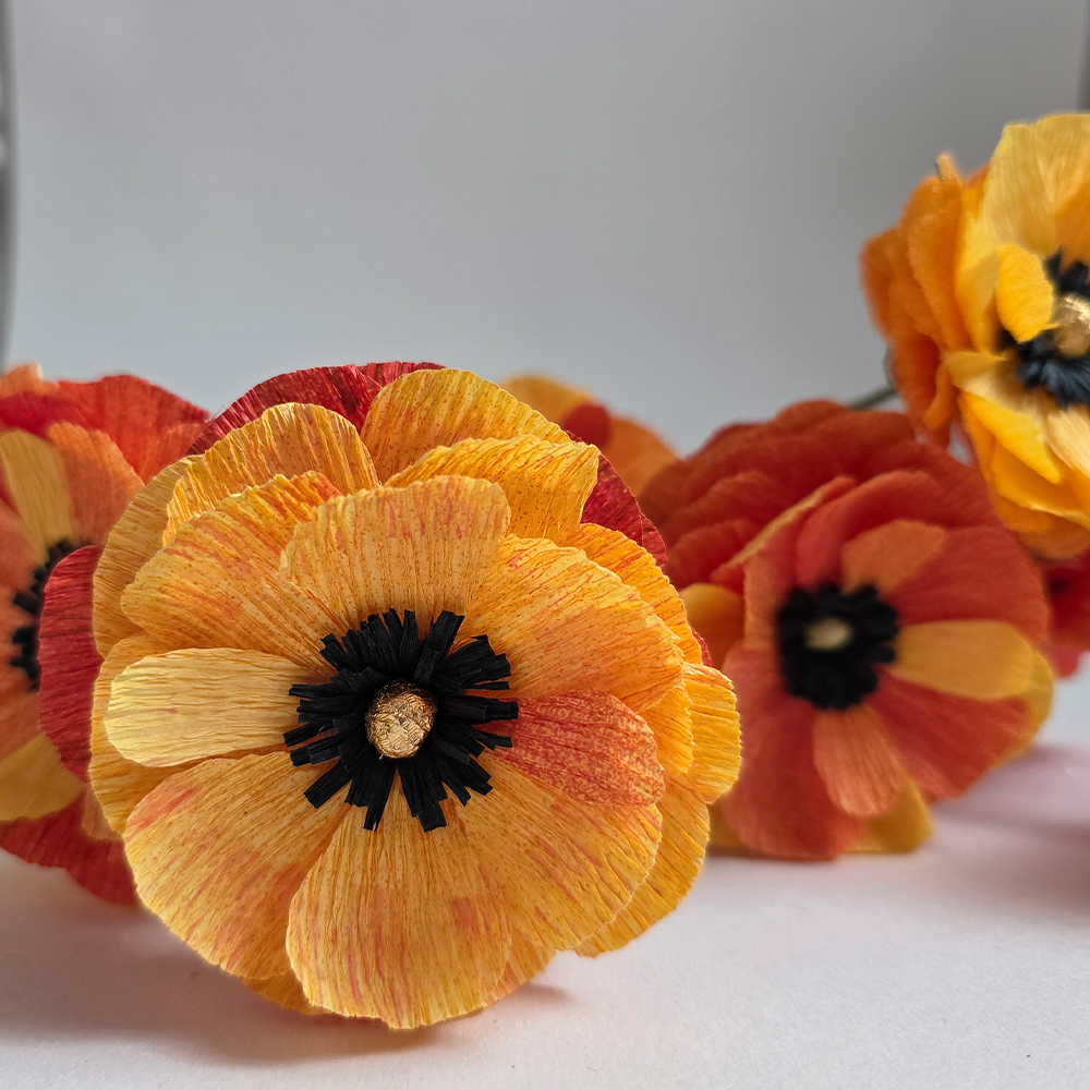 Handmade Crepe Paper Ranunculus – Custom Colours (Made to Order)