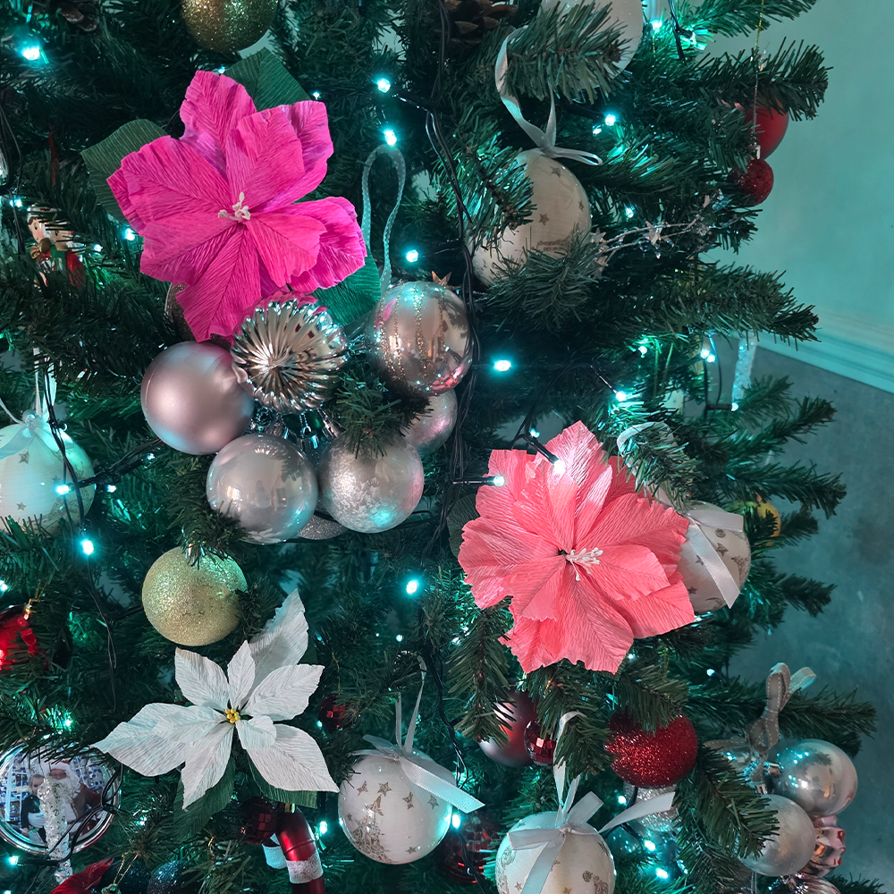 Handmade Crepe Paper Poinsettia – Christmas Ornament or Home Décor (Made to Order)