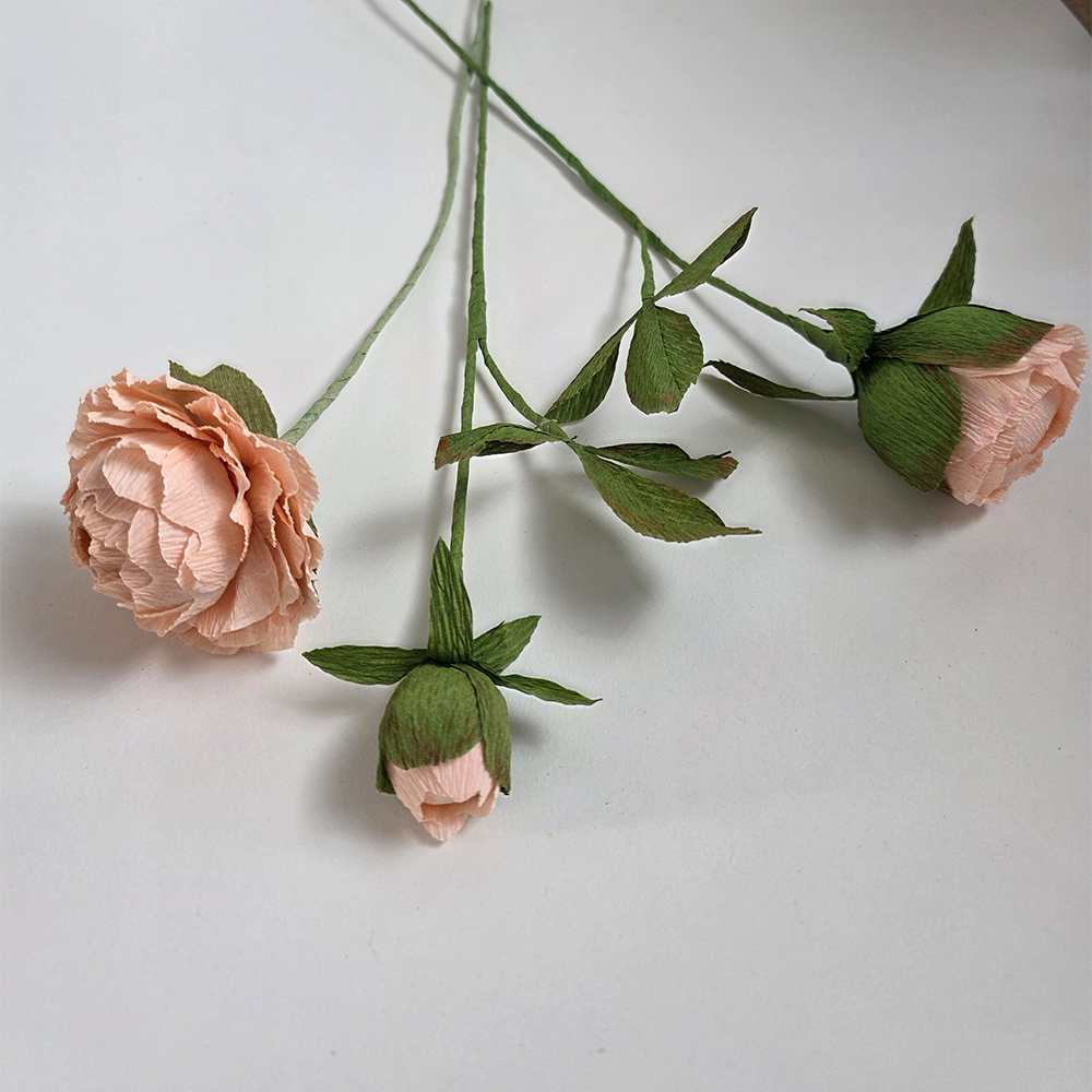 Handmade Peony Trio – Bloom, Mid-Bloom &amp; Bud