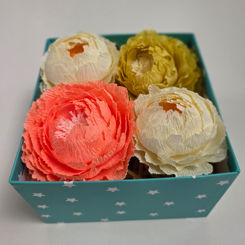 Turquoise Gift Box with Handmade Paper Peonies