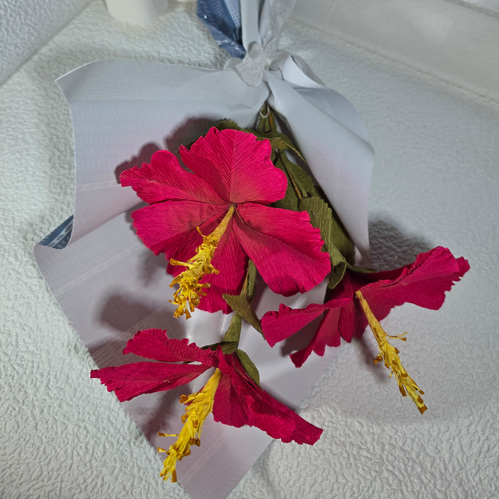 Tropical Hibiscus Bouquet – Handmade Paper Flowers