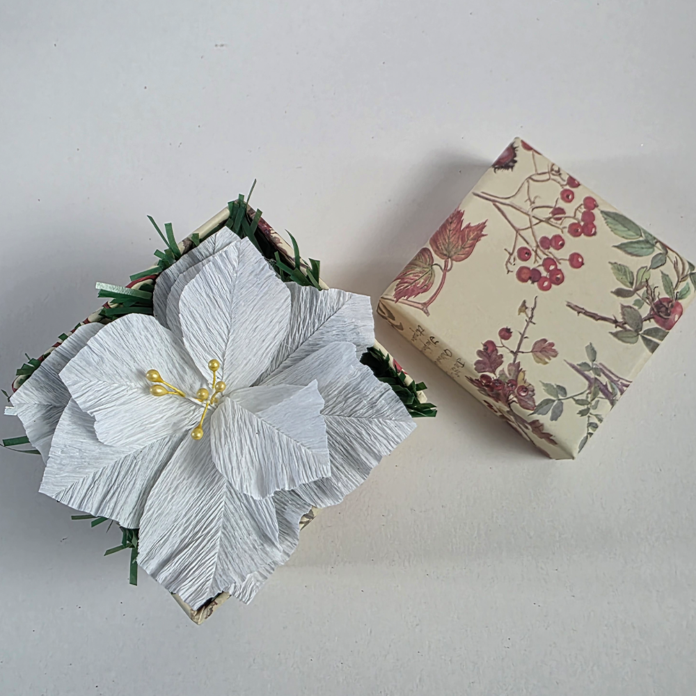 White Poinsettia Mini Christmas Box