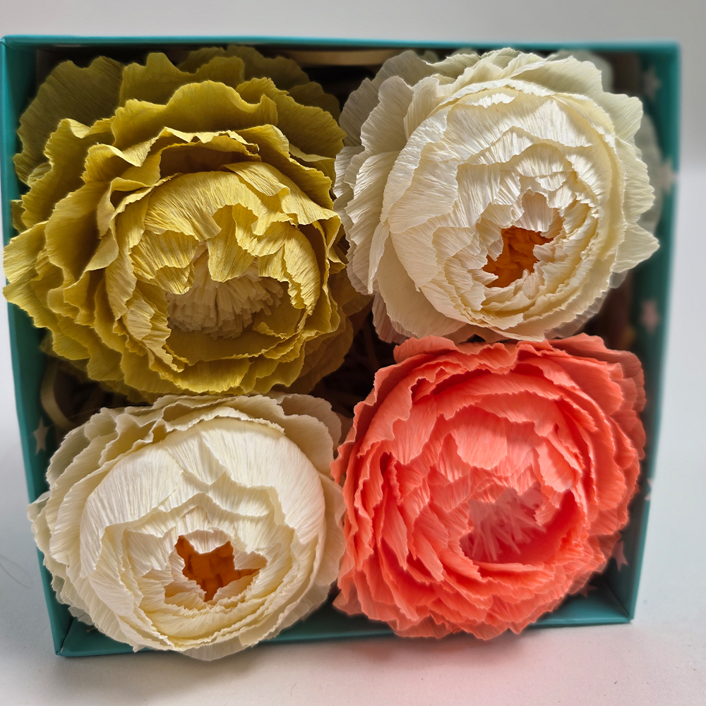 Turquoise Gift Box with Handmade Paper Peonies