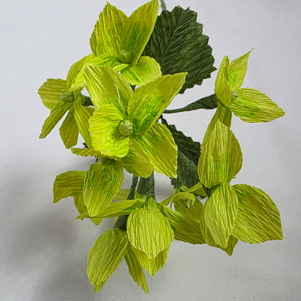 Handmade Lime Hydrangea Stem – Italian Crepe Paper