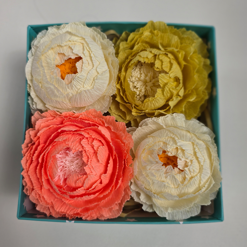 Turquoise Gift Box with Handmade Paper Peonies
