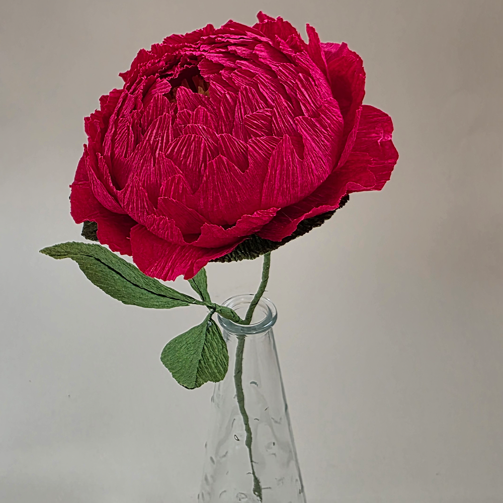 Handcrafted Red Peony – Italian Crepe Paper Flower (Made to Order)