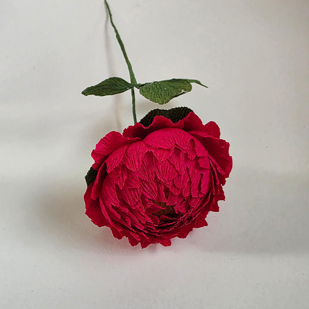 Handcrafted Red Peony – Italian Crepe Paper Flower (Made to Order)