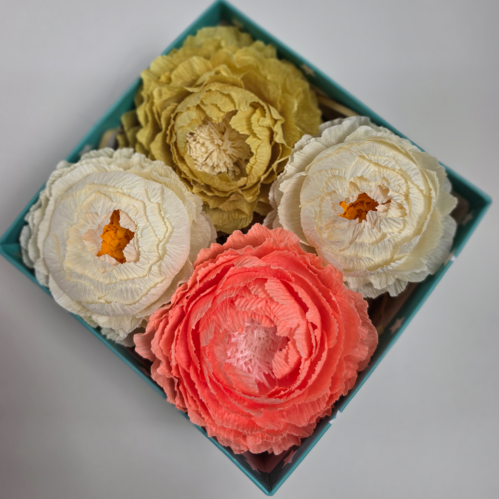 Turquoise Gift Box with Handmade Paper Peonies