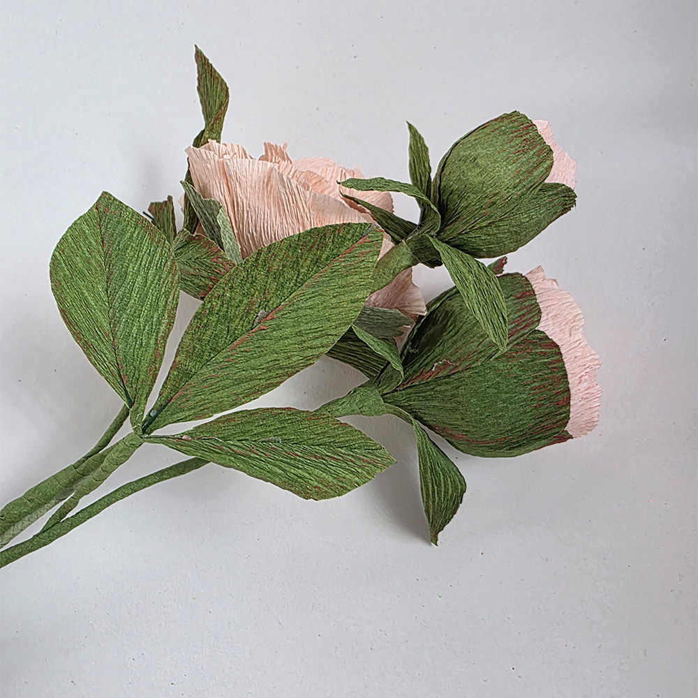 Handmade Peony Trio – Bloom, Mid-Bloom &amp; Bud
