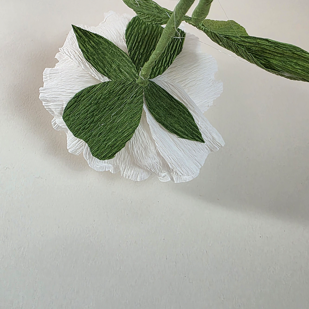 Handcrafted White Peony – Italian Crepe Paper Flower (Made to Order)