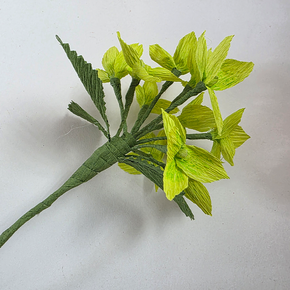 Handmade Lime Hydrangea Stem – Italian Crepe Paper
