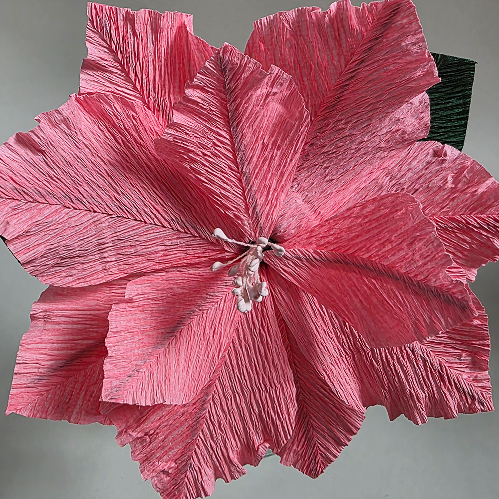 Handcrafted Poinsettia Trio in Vase – Premium Italian Crepe Paper Flowers