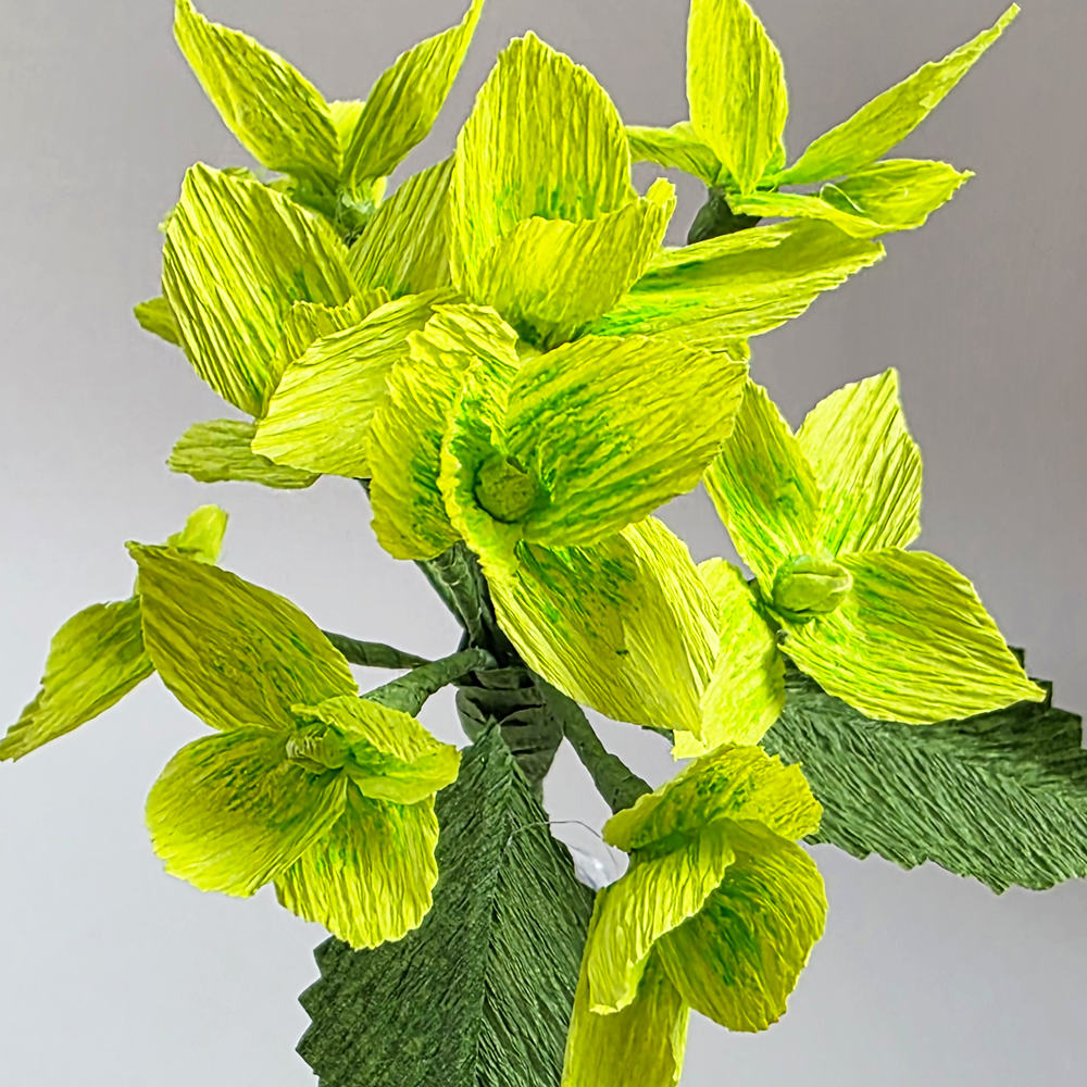 Handmade Lime Hydrangea Stem – Italian Crepe Paper