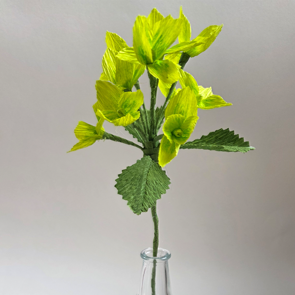 Handmade Lime Hydrangea Stem – Italian Crepe Paper