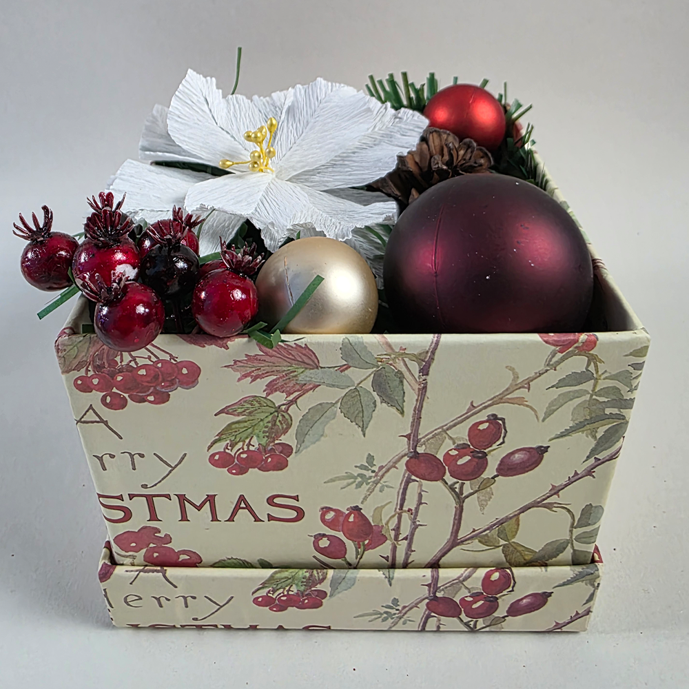 White Poinsettia Christmas Box