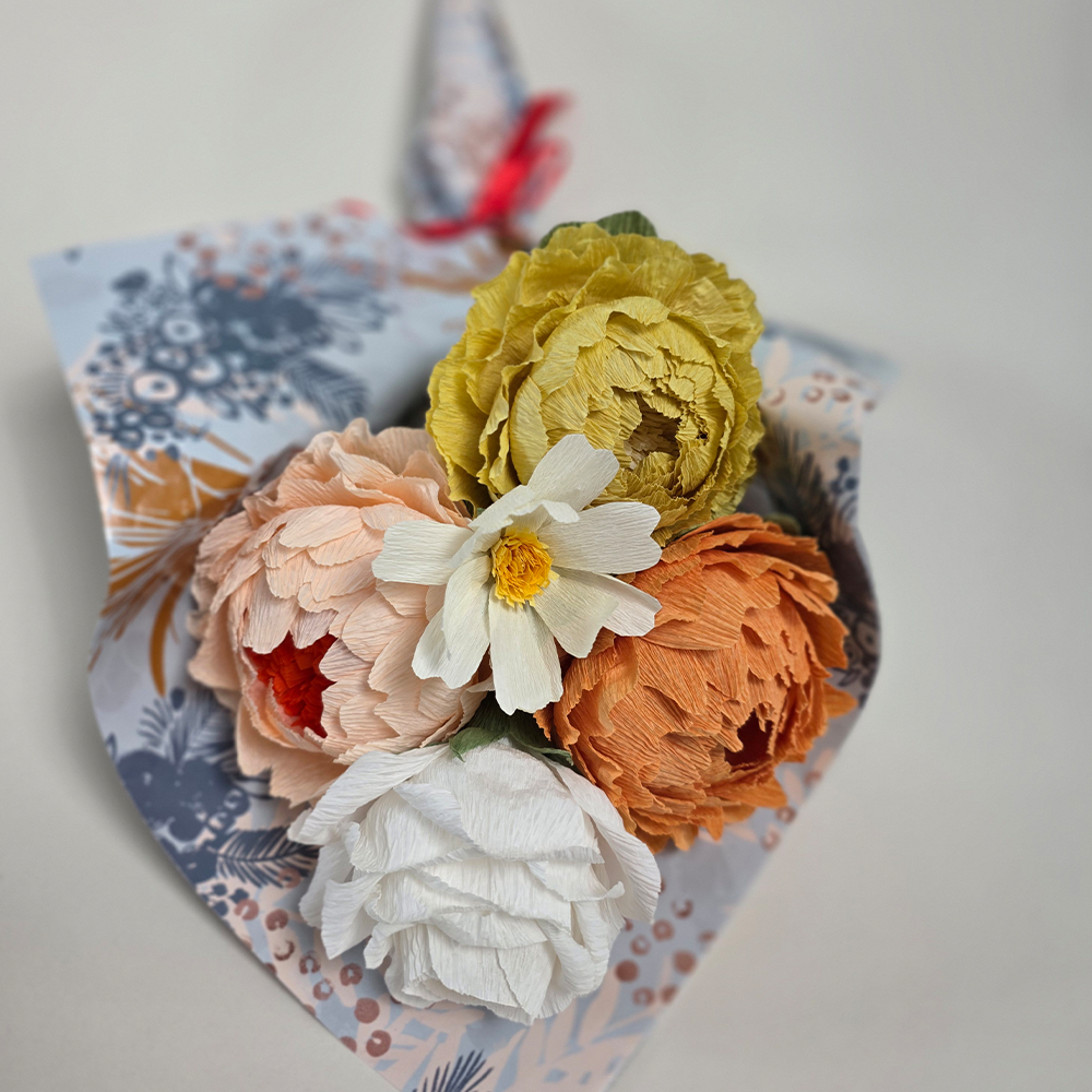 Golden Harmony Bouquet – Handmade Paper Flowers