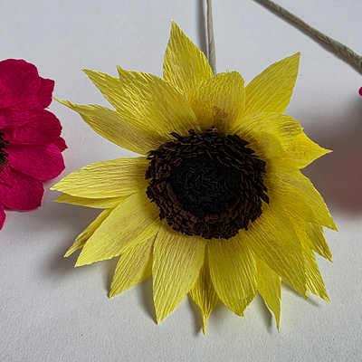 Handmade Crepe Paper Sunflower – Sharp Petal Design (Made to Order)