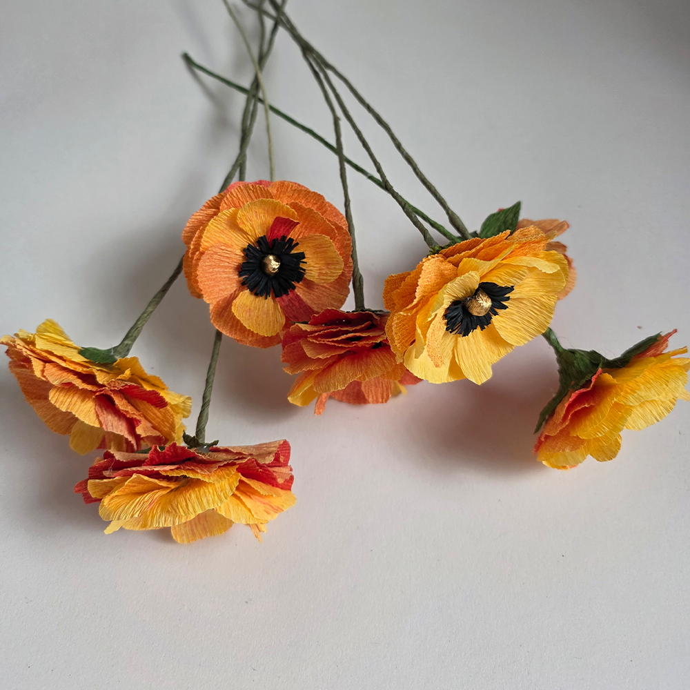 Handmade Crepe Paper Ranunculus – Custom Colours (Made to Order)