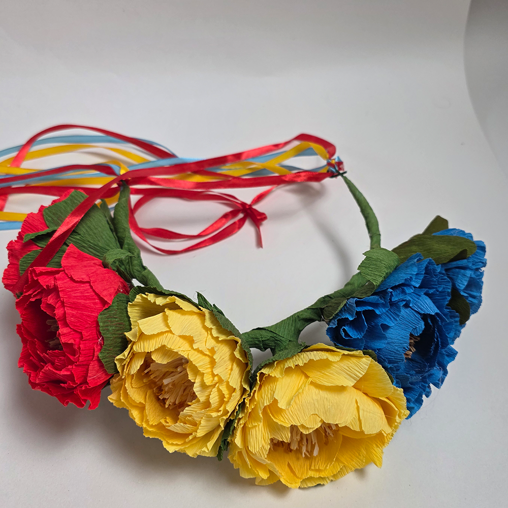 Floral Crown – Red, Yellow &amp; Blue Peonies